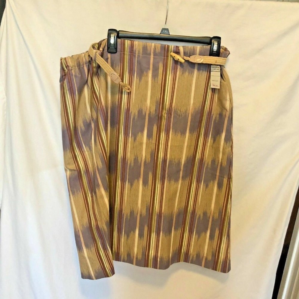 Malouf Sz L New Skirt with Belt Purple Tan Elastic Waist See measurements